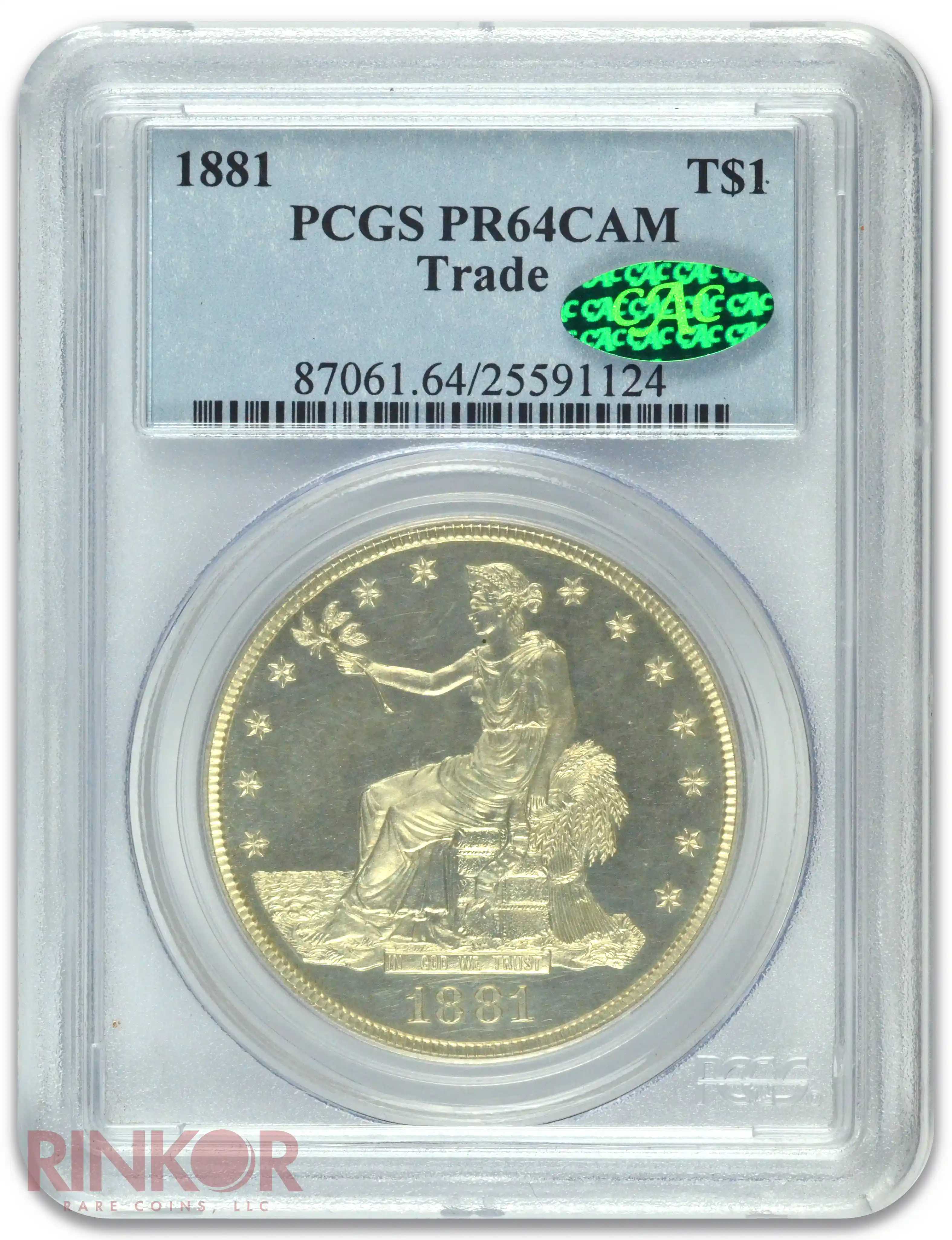 1881 Trade $1 PCGS PR 64 CAM CAC