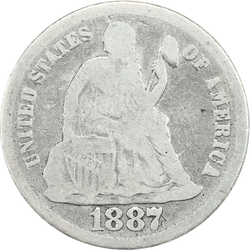 1887 Seated Liberty Dime 10c Circulated, Good 