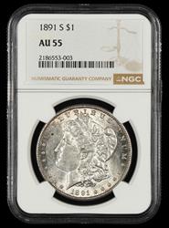 1891 S $1 NGC AU-55