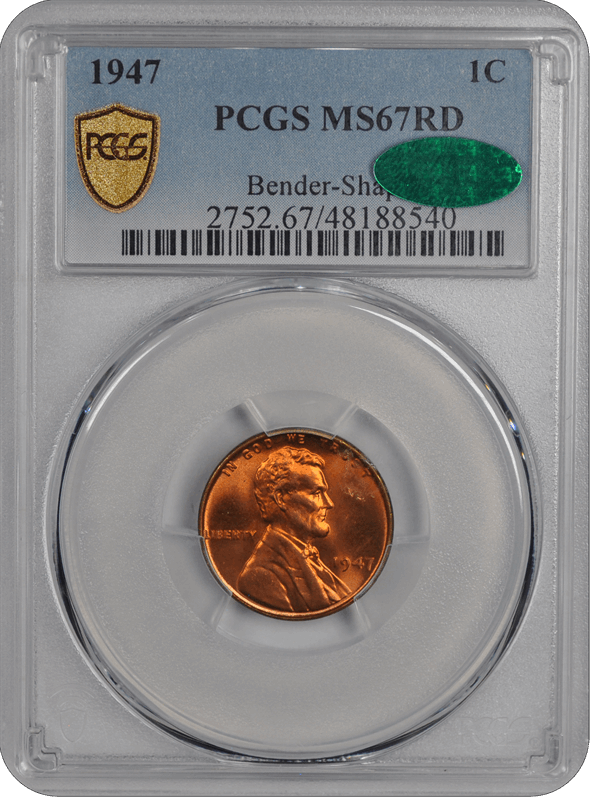 1947 Lincoln PCGS (CAC) RD 67 