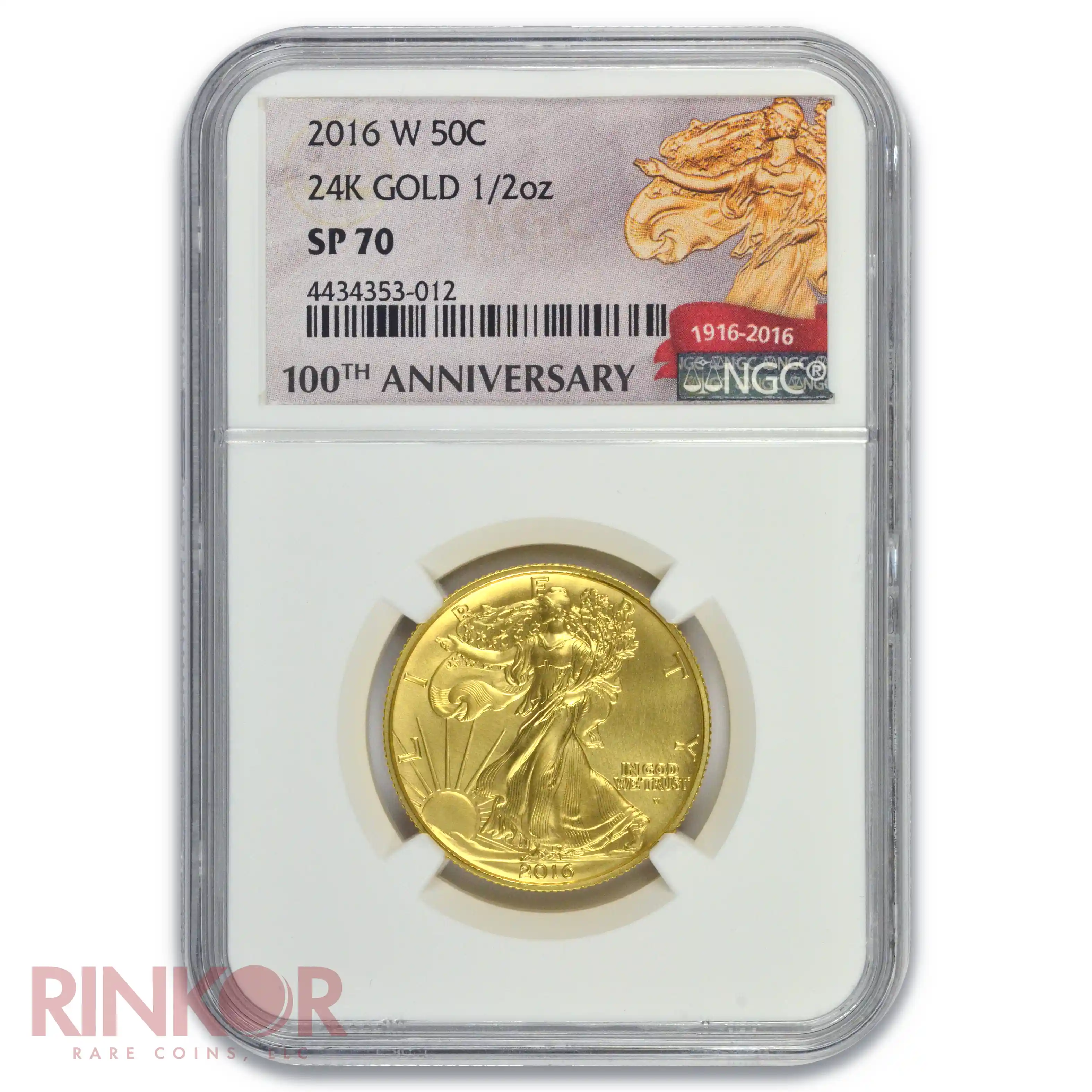 2016-W Gold 1/2oz Walking Liberty Half Dollar 100th Anniversary NGC SP 70