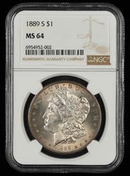 1889 S $1 NGC MS 64