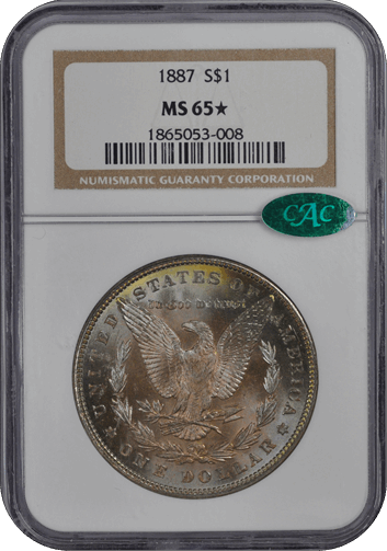 1887 Morgan Dollar S$1 NGC  (CAC) #3601-11 MS65