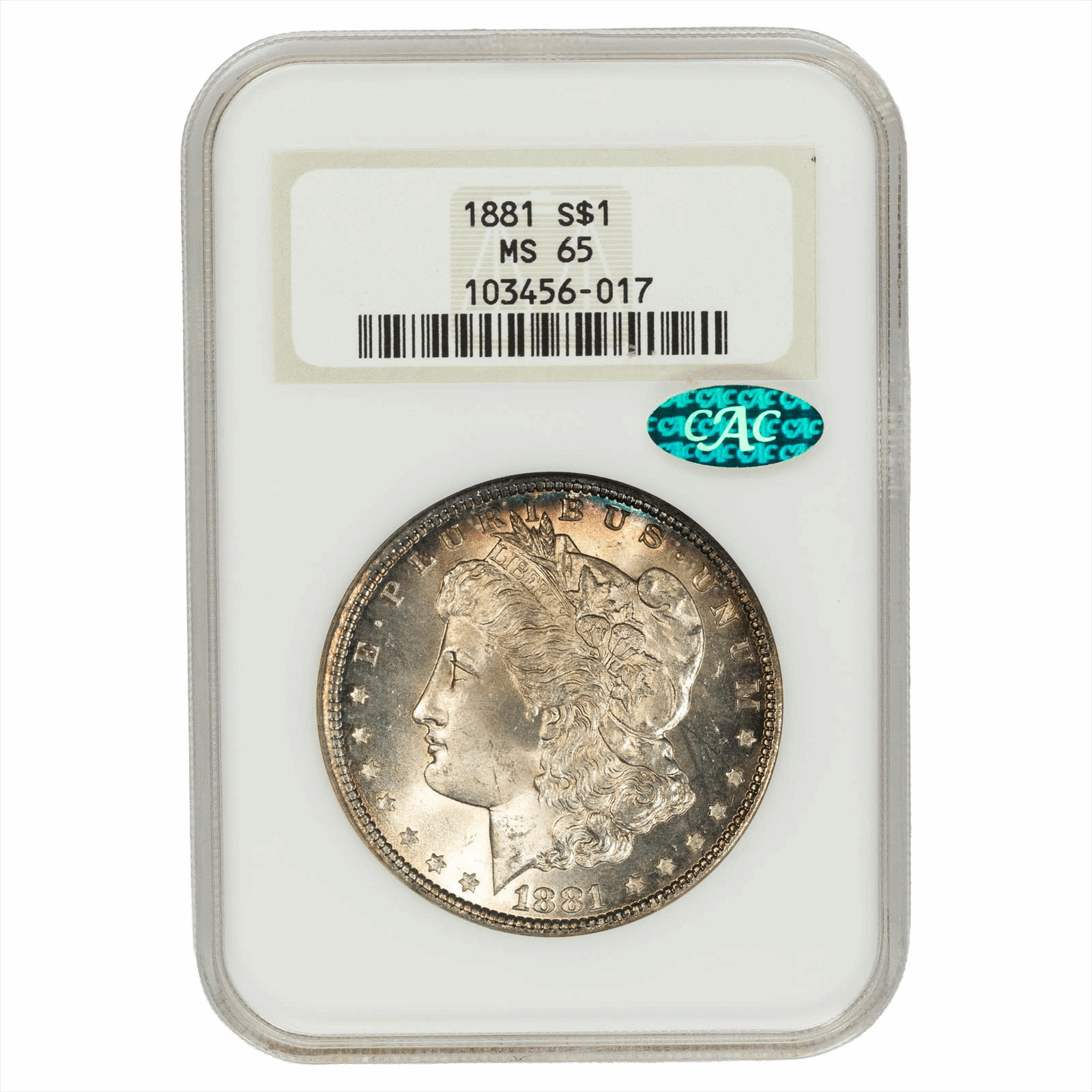 1881 Morgan Silver Dollar $1 NGC MS 65 CAC