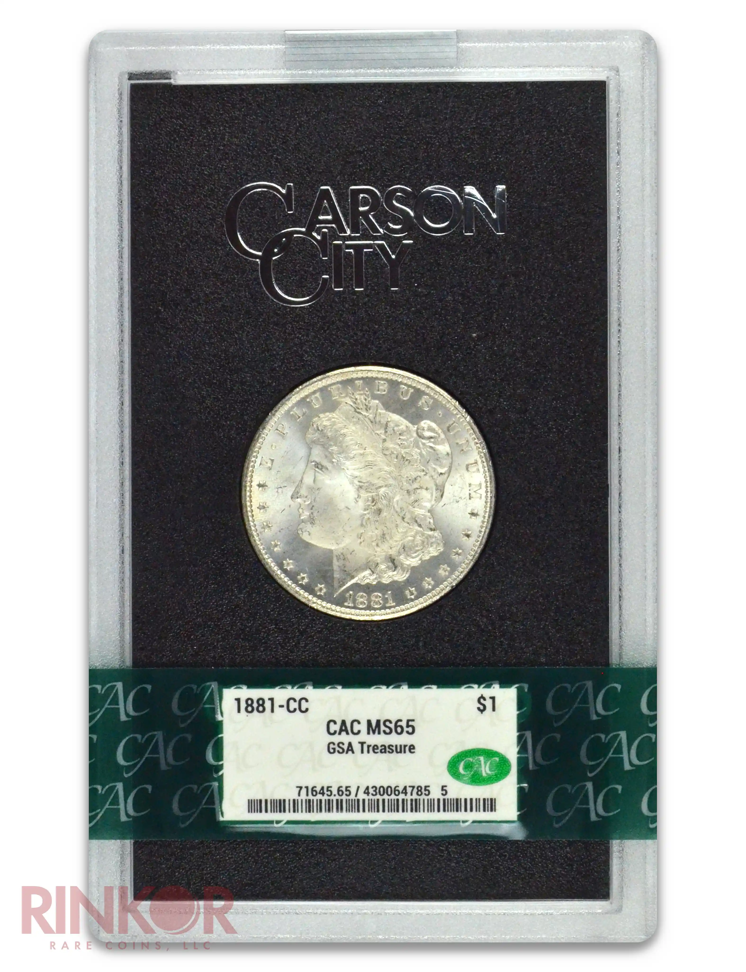 1881-CC $1 GSA Treasure Morgan Dollar CACG MS 65