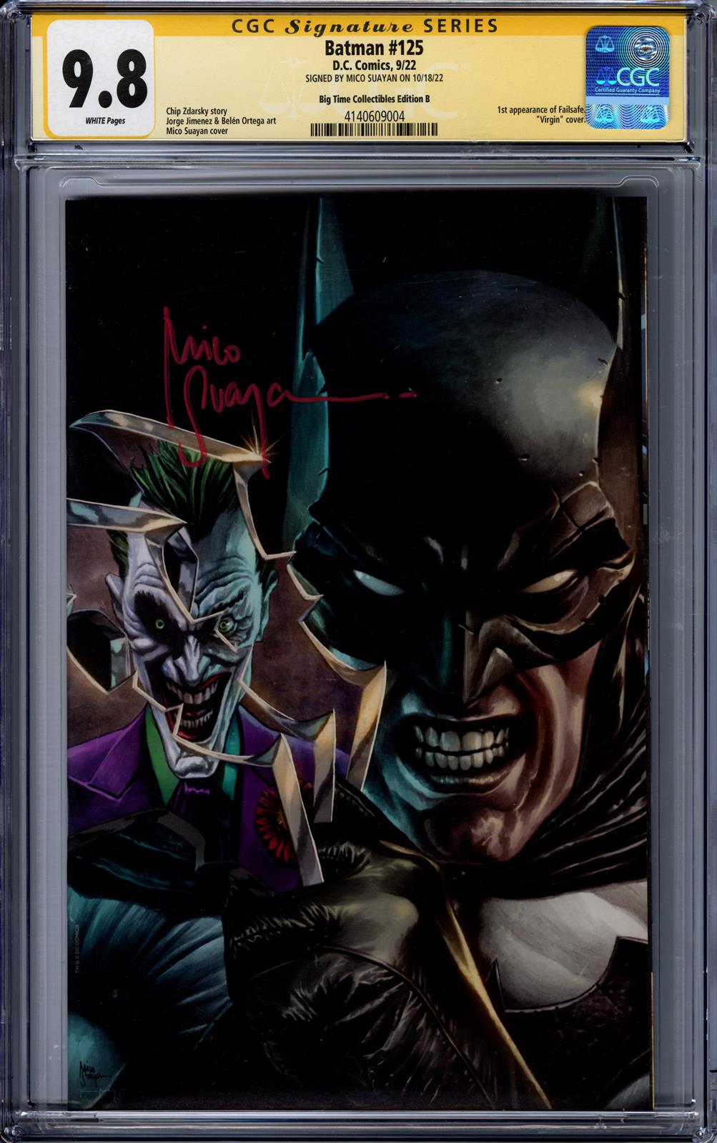 Batman #125 CGC Signature Series 9.8 (D.C., 2022) Signed by Mico Suayan 