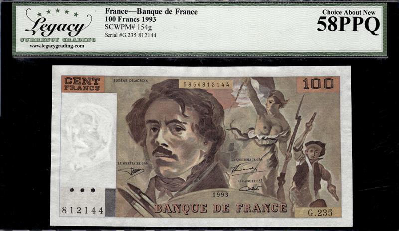 FRANCE BANQUE DE FRANCE 100 FRANCS 1993 CHOICE ABOUT NEW 66PPQ 