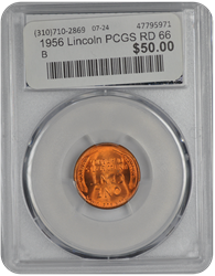 1956 Lincoln PCGS RD 66