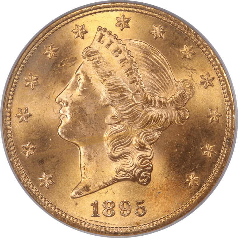 1895 Liberty$20 Gold Double Eagle PCGS and CAC MS64 Sharp Well Struck Coin
