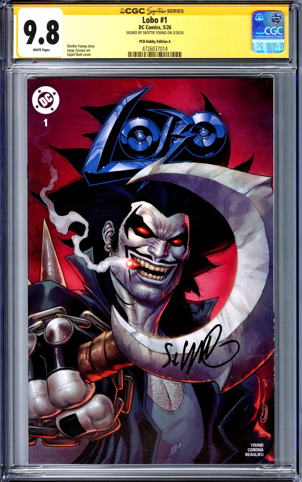 Lobo #1 DC Comics 5/26 Signed by Skottie Young CGC Signature Series (PCB Hobby Edition A) 9.8