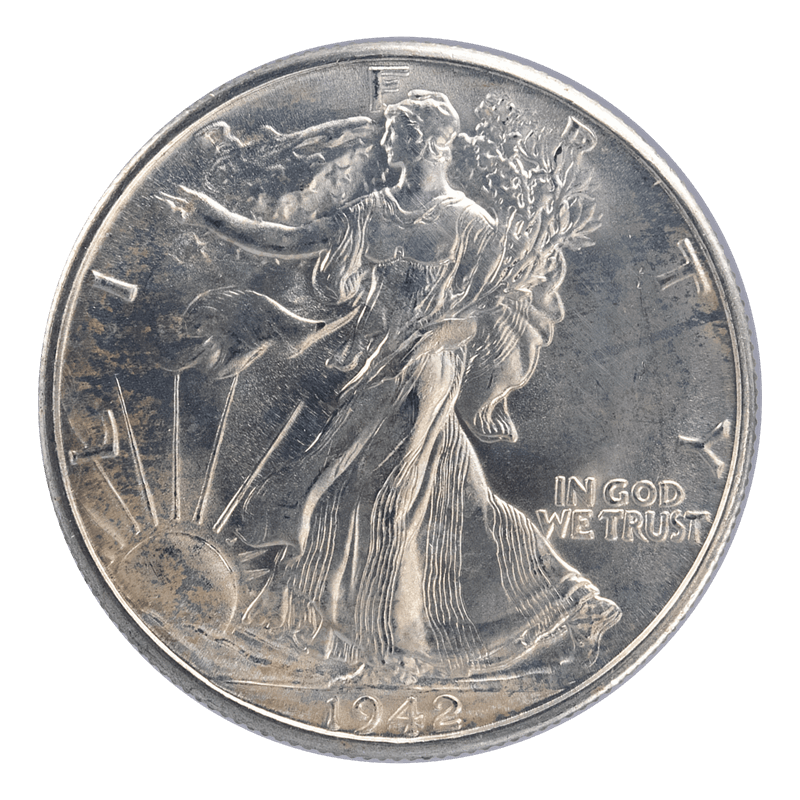 1942-D Walking Liberty Half Dollar 50c, Raw Choice Uncirculated - Nice Original Coin 