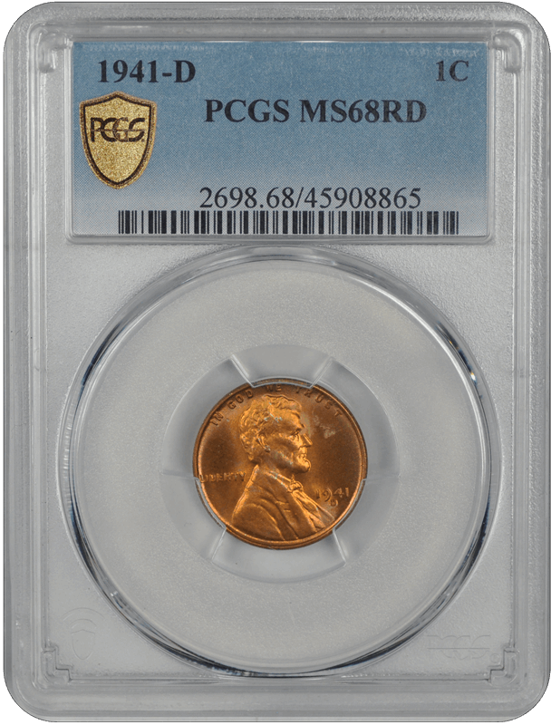 1941-D Lincoln PCGS RD 68