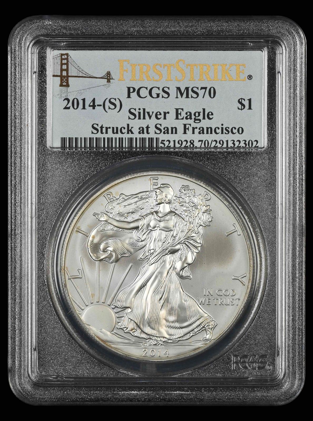 2014-(S) $1 Silver Eagle Struck at San Francisco First Strike PCGS MS 70