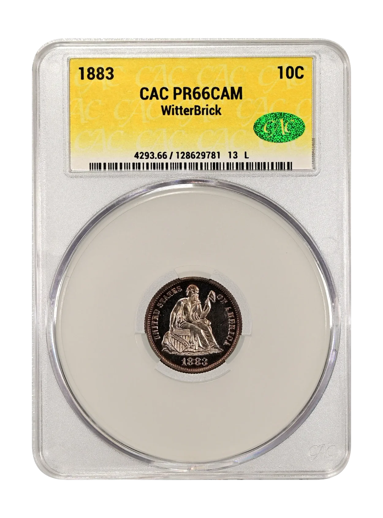 1883 10c CACG PR66CAM WitterBrick 