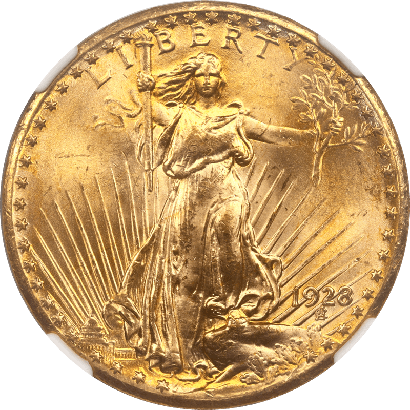 1928 St. Gaudens $20 Gold Double Eagle NGC MS 66 + - Nice Lustrous Coin