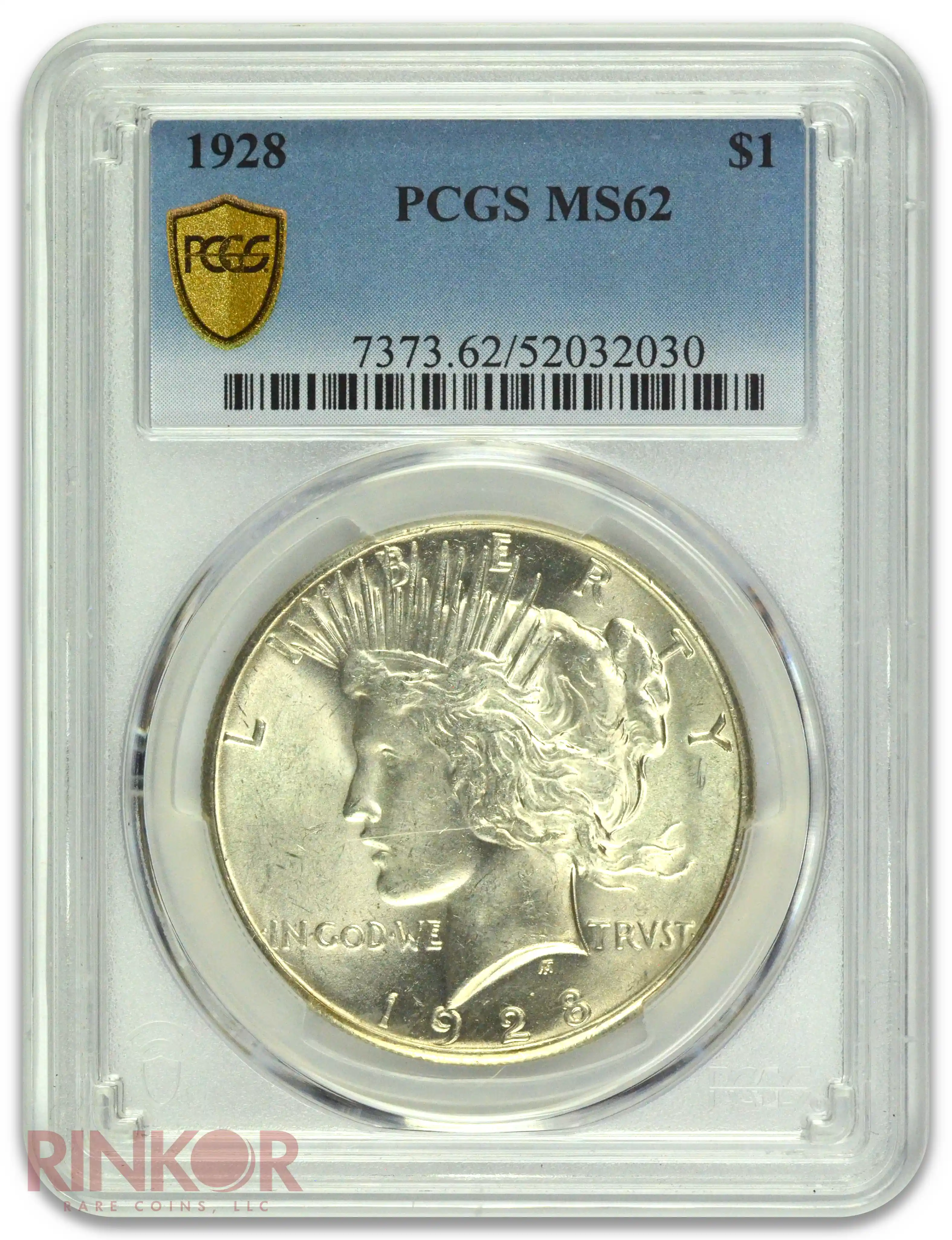 1928 $1 Peace Dollar PCGS MS 62