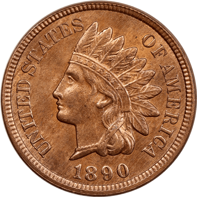 1890 Indian Head Cent 1C Raw Unc