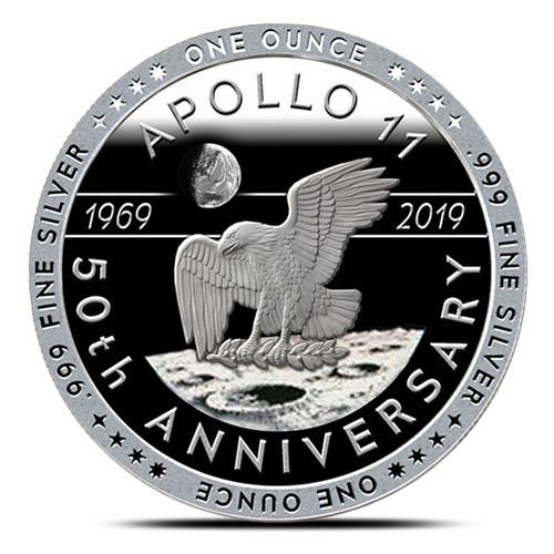 1oz .999 Fine Silver Proof-Like Apollo 11 The Crew Round 
