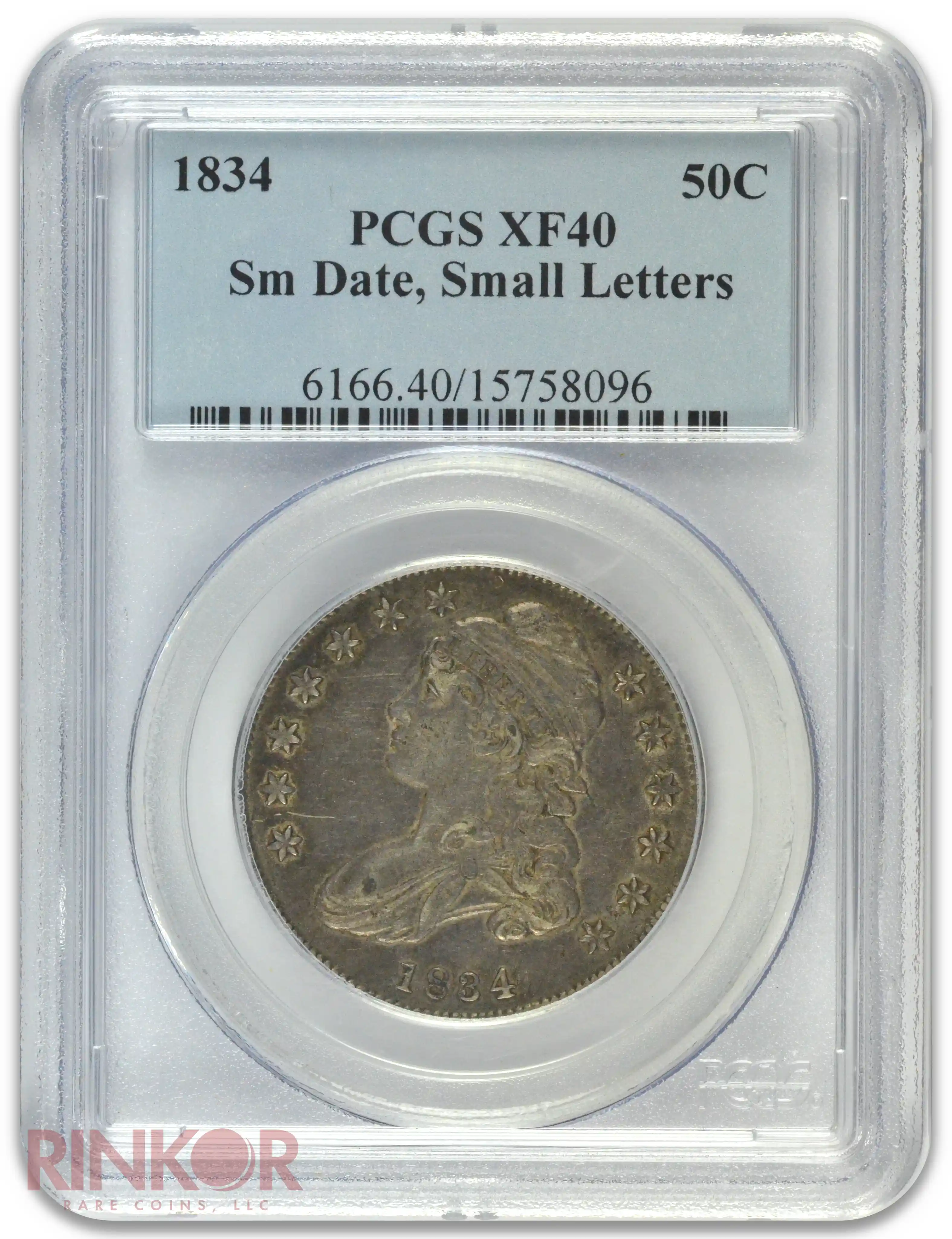 1834 Small Date Small Letters Capped Bust Half Dollar PCGS XF-40