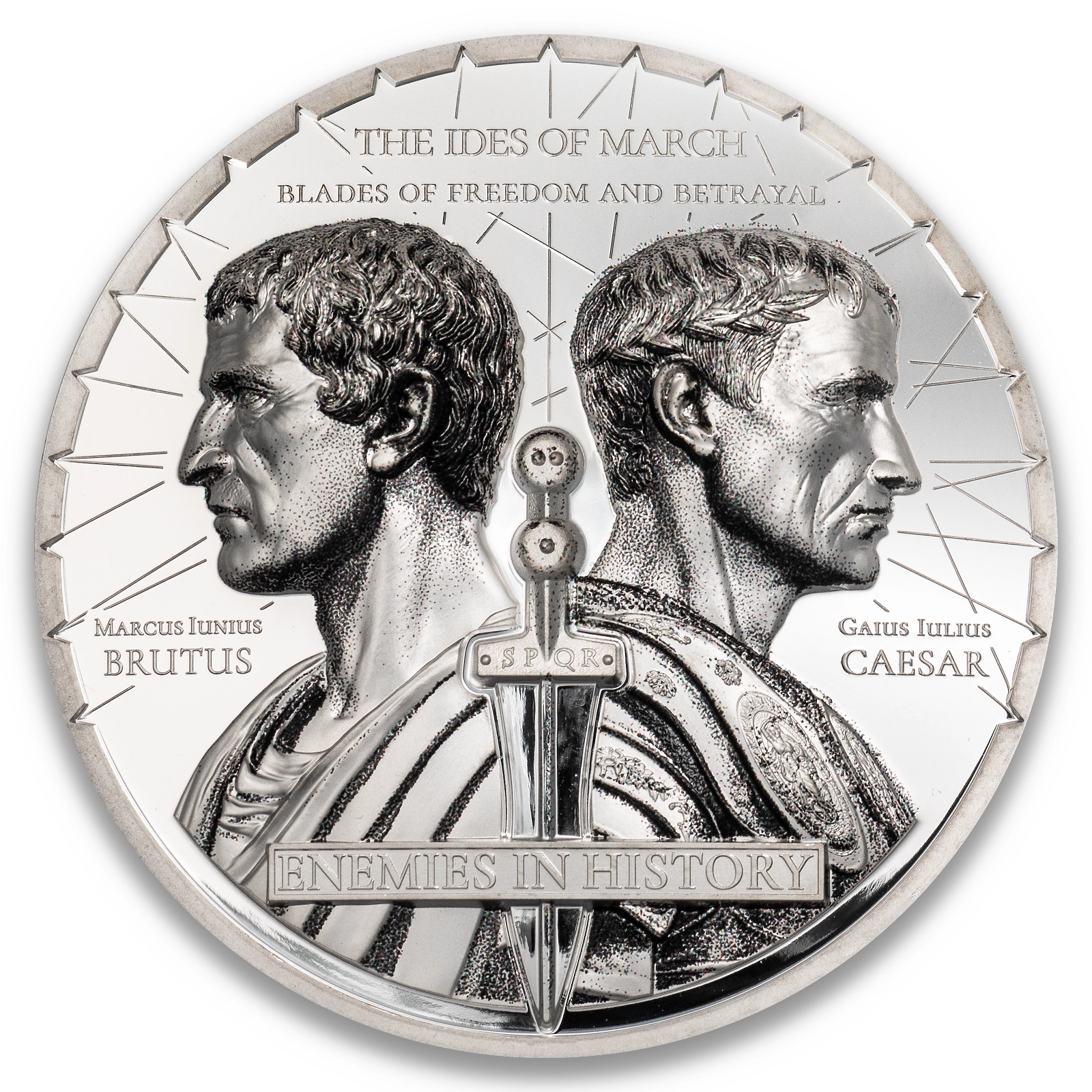 2025 Mongolia Enemies in History - Caesar vs Brutus 2oz Silver Coin Ultra High Relief