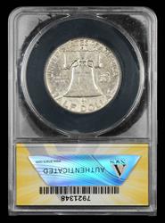 1963 D Franklin Half Dollar Curved Clip 12.34 Grams ANACS AU53