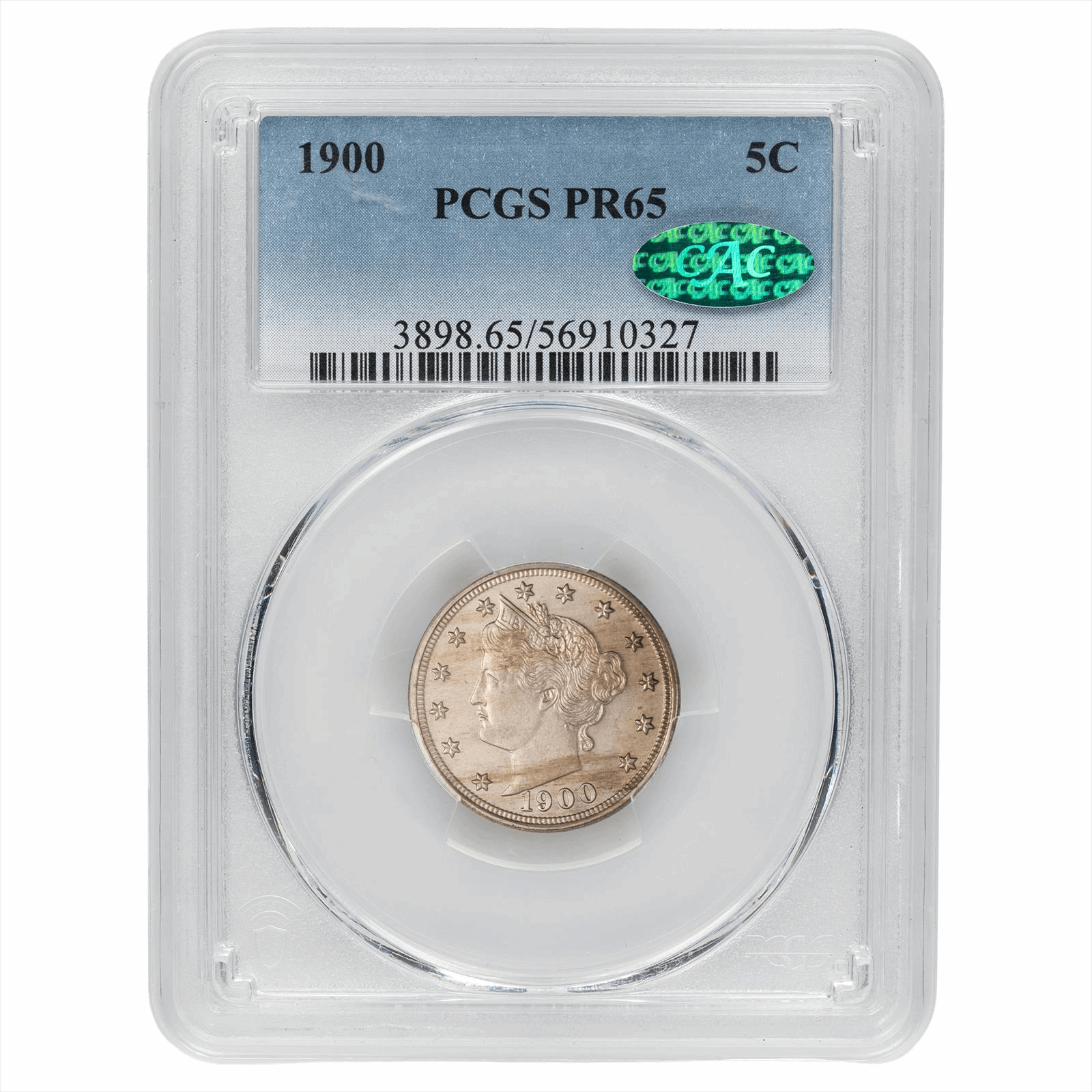 1900 Liberty V Nickel 5C PCGS PR 65 CAC
