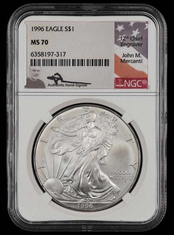 1996 Eagle S$1 John Mercanti Signature Label NGC  MS 70