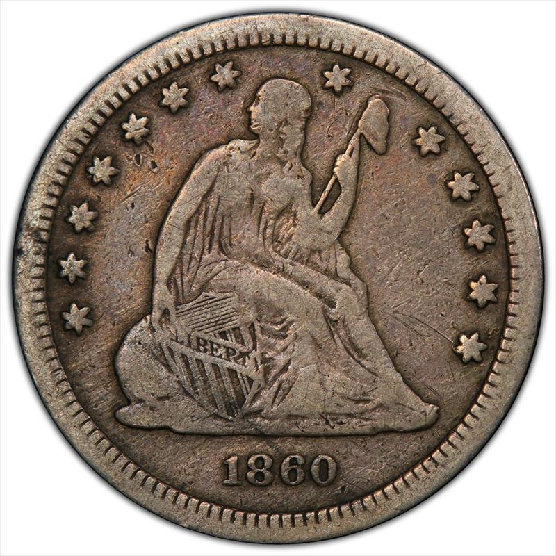 1860-S 25C PCGS F-12