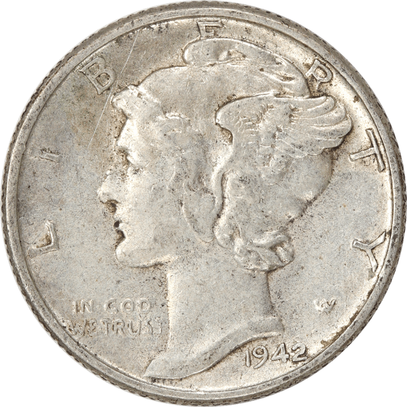 1942 Mercury Dime, 10c About Uncirculated
