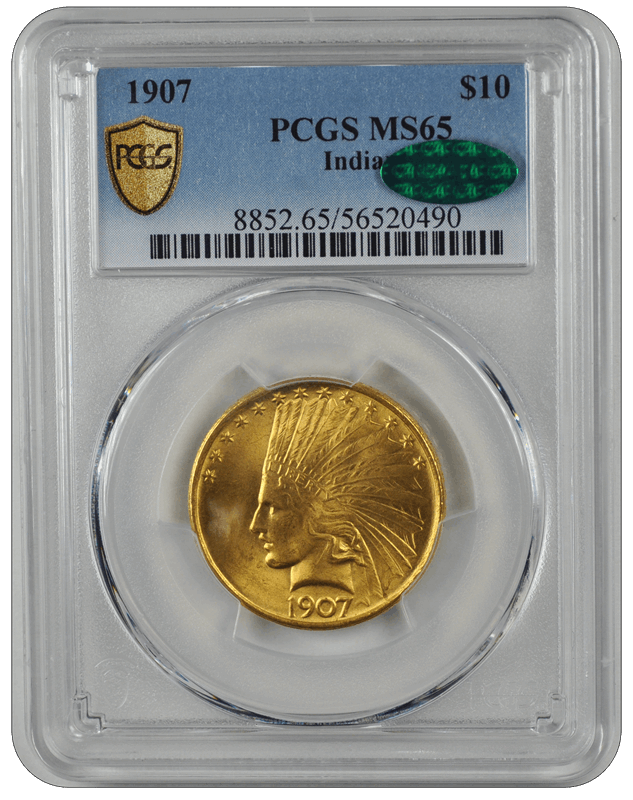 1907  No Motto Indian Head PCGS CAC MS 65