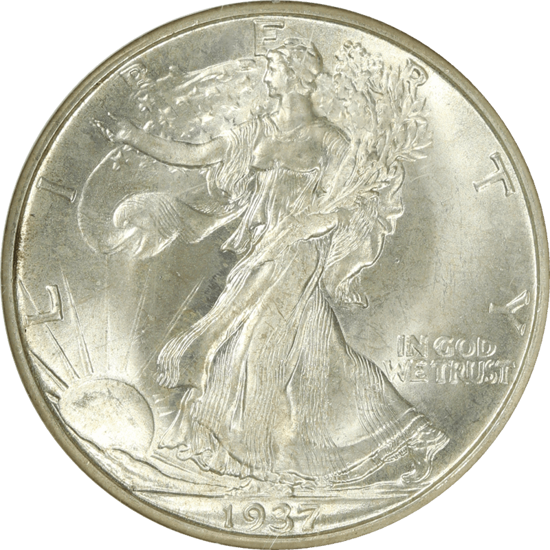 1937-D Walking Liberty Half Dollar 50c, NGC MS 65 - Nice Original Coin