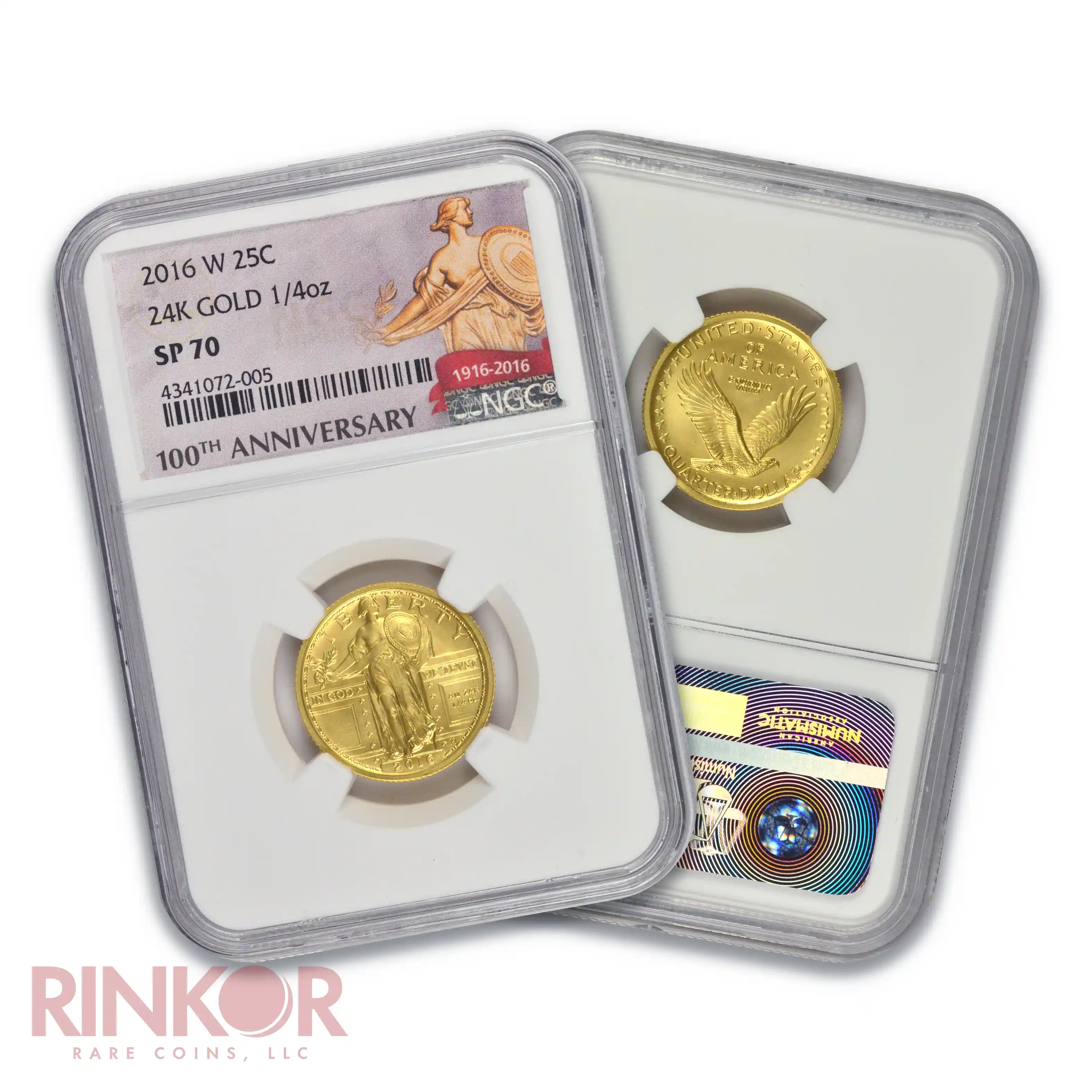 2016-W Gold 1/4oz Standing Liberty Quarter 100th Anniversary NGC SP 70
