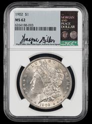 1902 $1 Wayne Miller Signature Label NGC MS 62