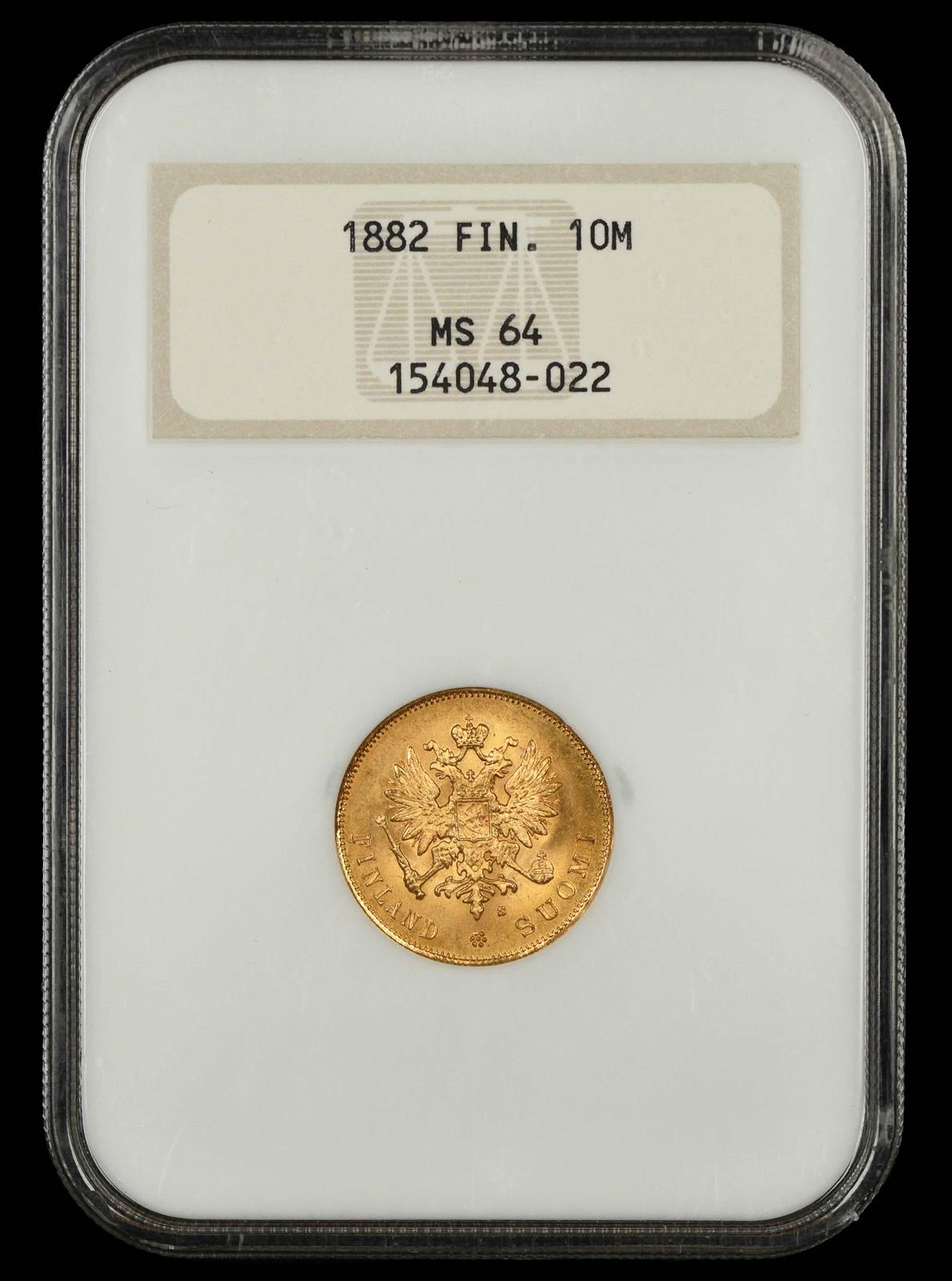 1882 Finland 10 Markka NGC MS64
