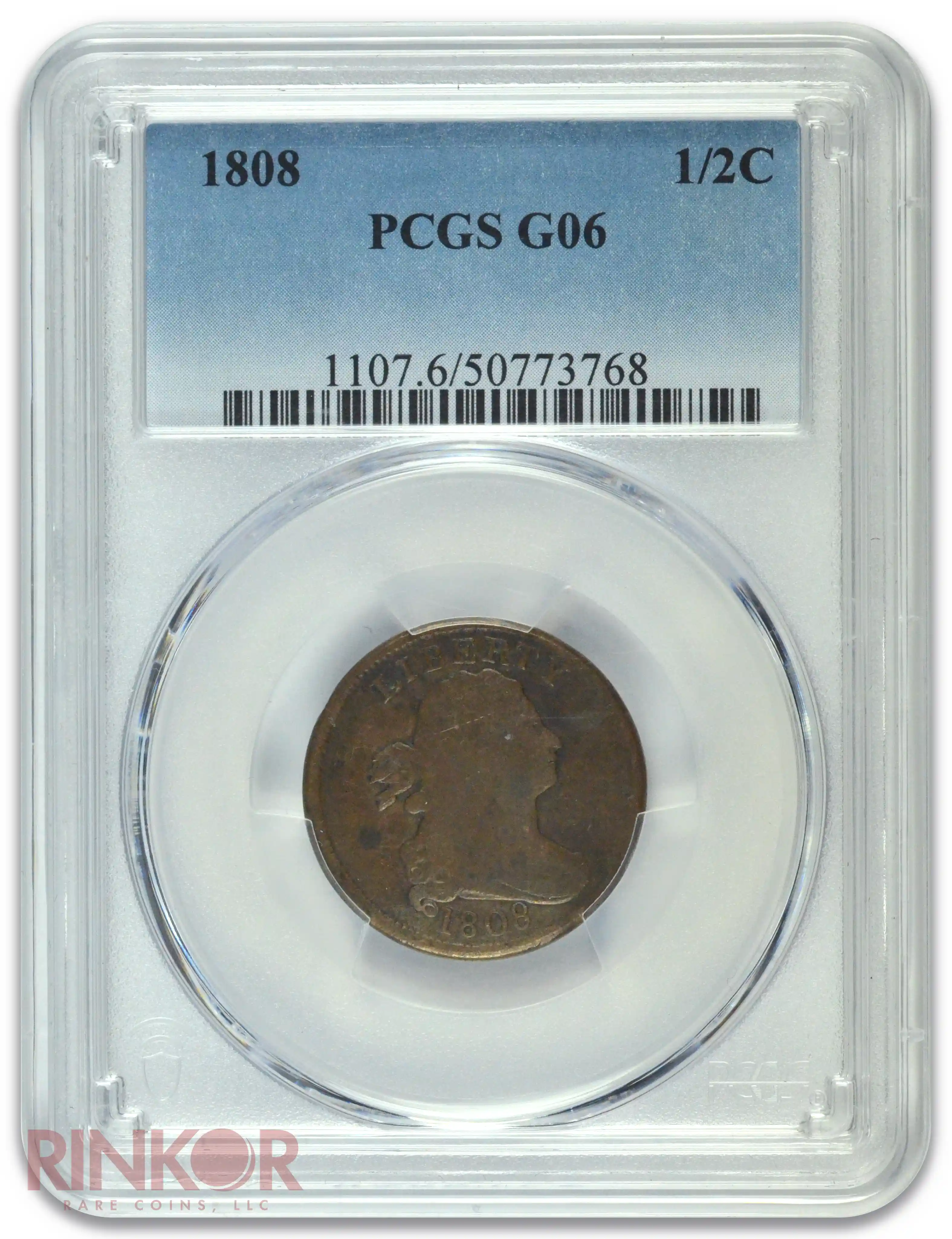 1808 Draped Bust Half Cent PCGS G-06