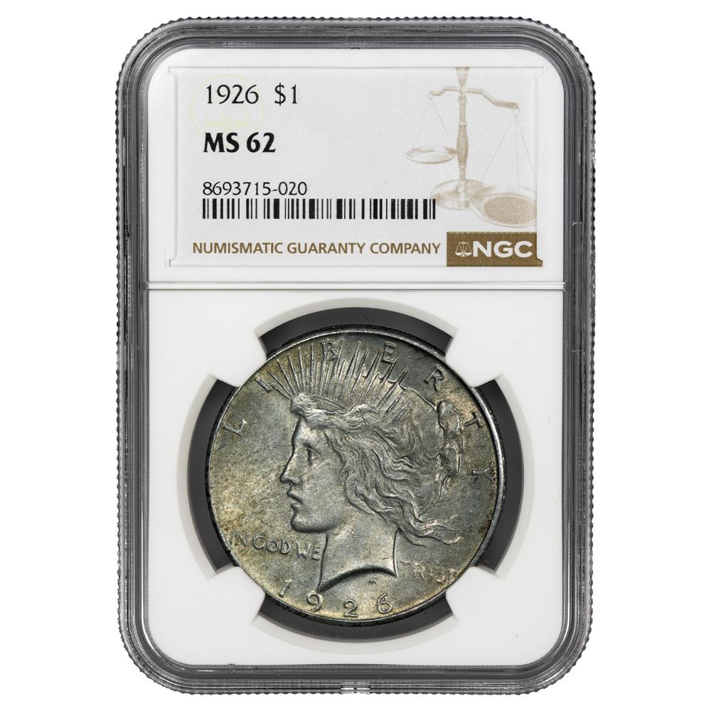 1926 Silver Peace Dollar $1 NGC MS 62