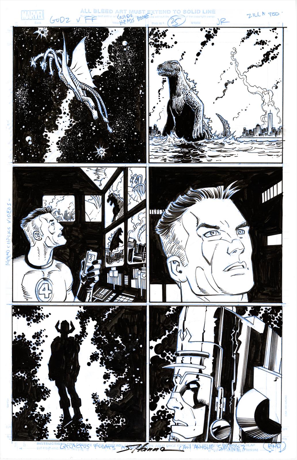 Godzilla vs Fantastic Four #1 Page 25 Artist:  John Romita Jr. (Penciller) ,  Scott Hanna (Inker) Media Type: Pen and Ink Art Type: Interior Page 
