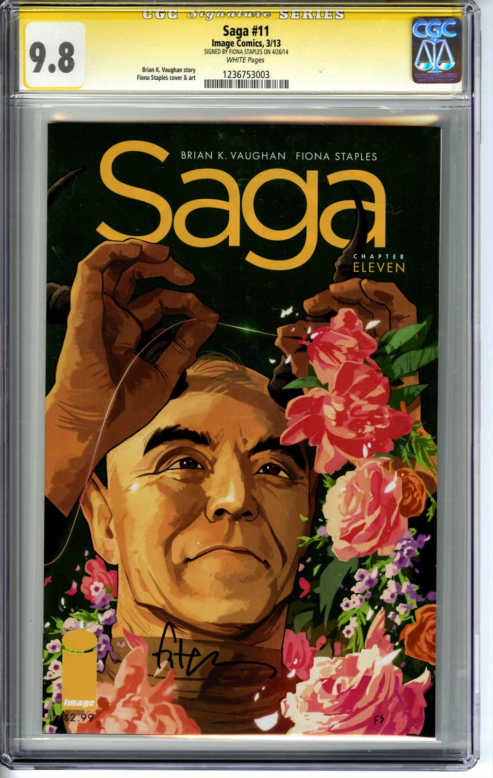 Saga #11 CGC 9.8Signature Series Signed by Fiona Staples 
