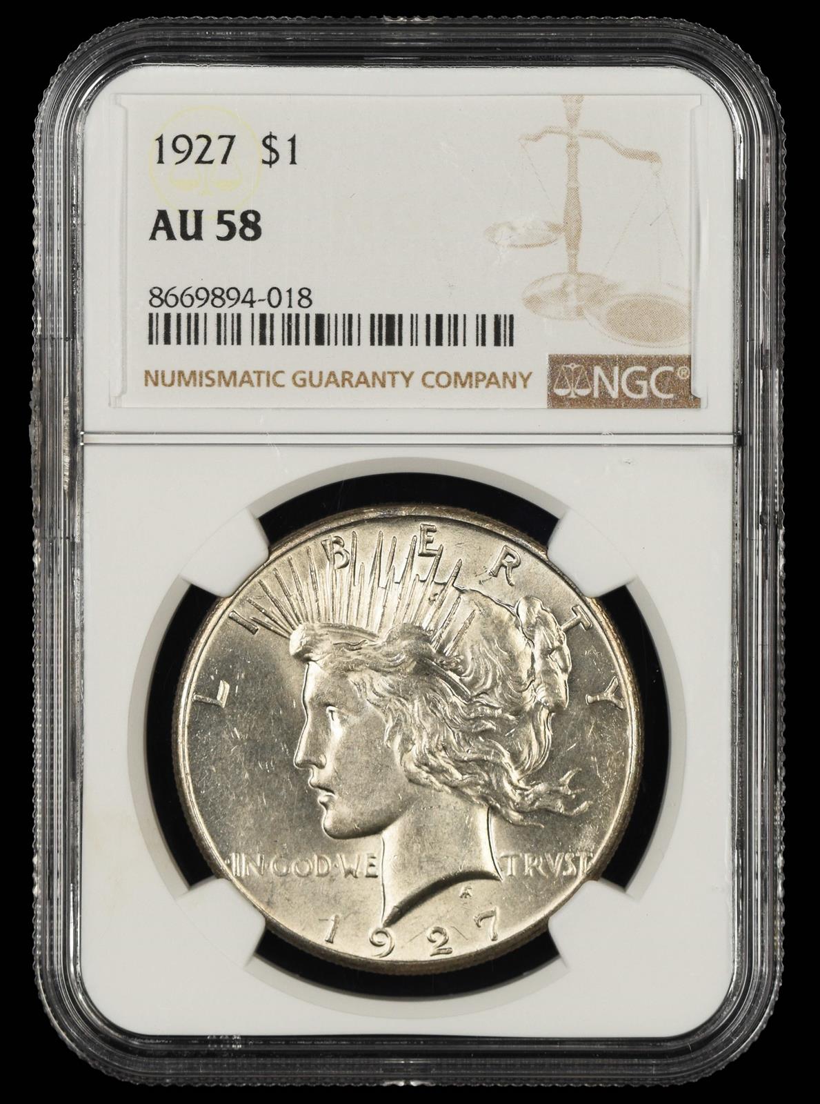1927 $1 NGC AU58