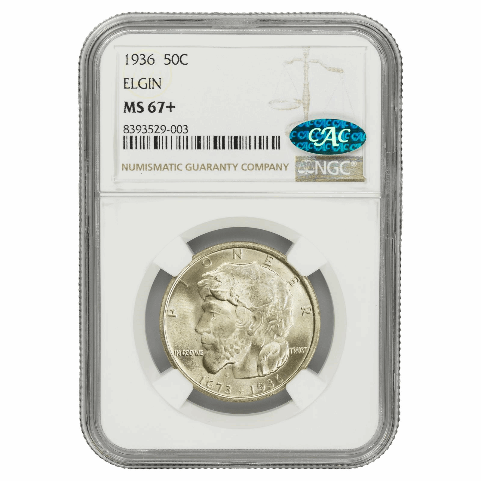 1936 Elgin Commemorative Half Dollar 50C NGC MS 67+ CAC