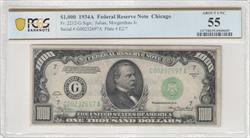 Fr. 2212-G 1934A $1,000 Federal Reserve Note Chicago PCGS AU55 