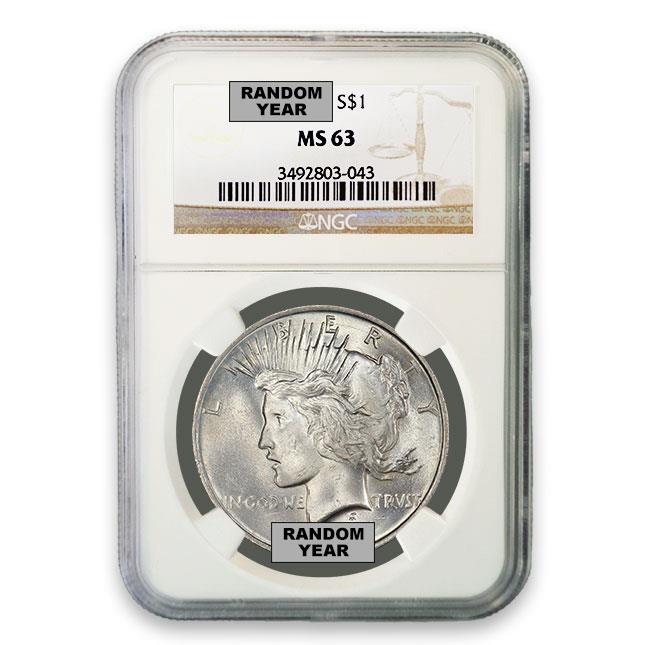 Common Date $1 Peace Silver Dollar NGC MS63 