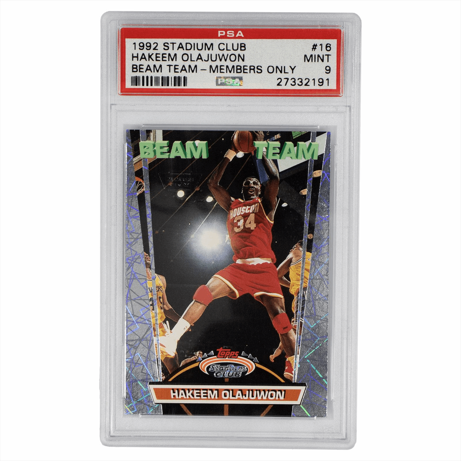 1992 Stadium Club Hakeem Olajuwon Beam Team - Members Only #16 PSA Mint 9 