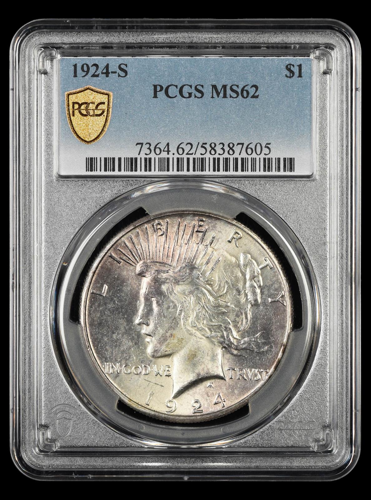 1924 S $1 PCGS  MS62