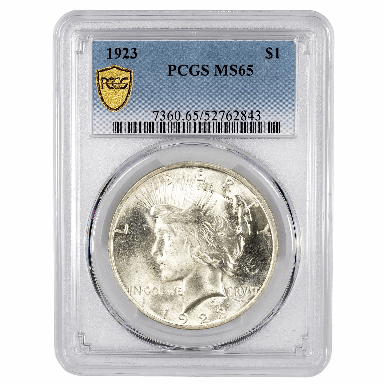 1923 Silver Peace Dollar $1 PCGS MS 65