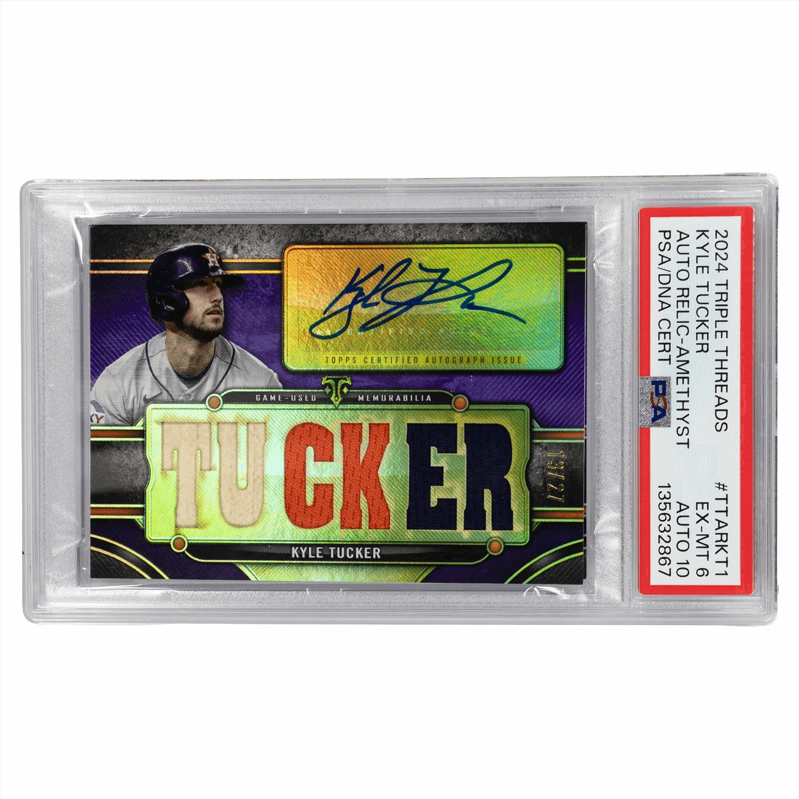 2024 Topps Triple Threads Autograph Relics Kyle Tucker #TTARKT1 PSA EX-MT 6 AUTO 10