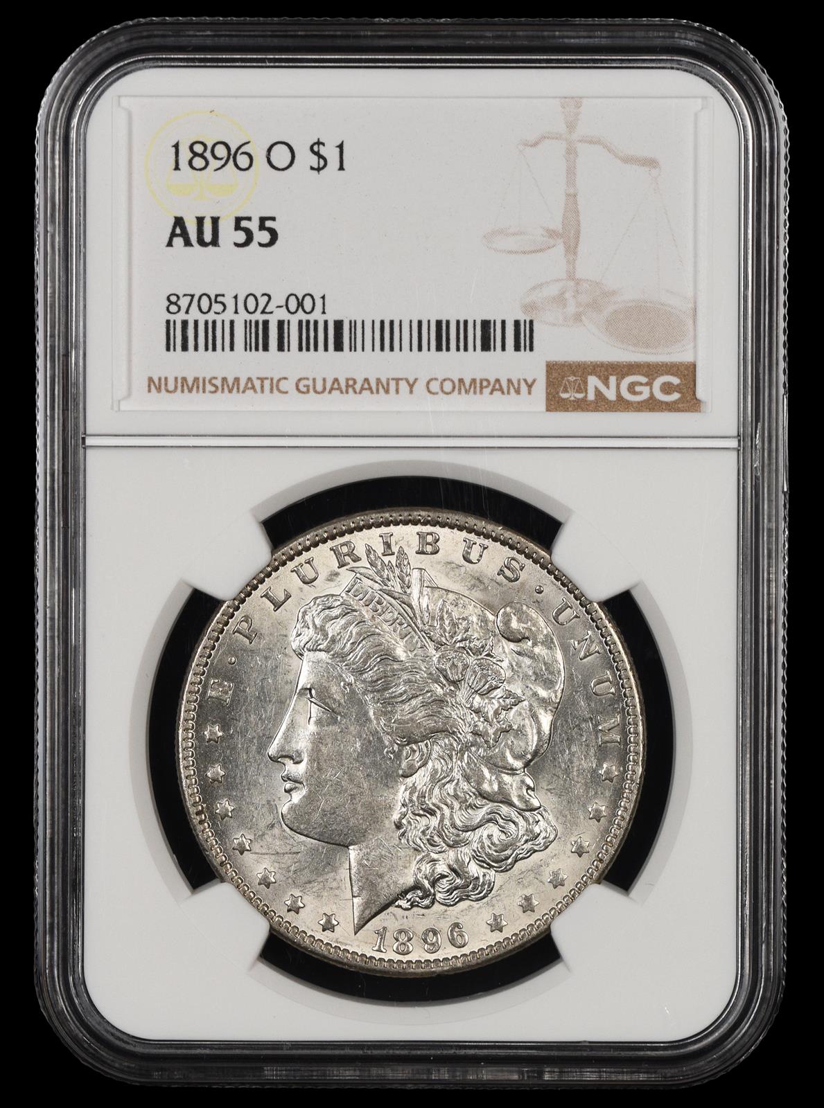 1896 O $1 NGC AU-55