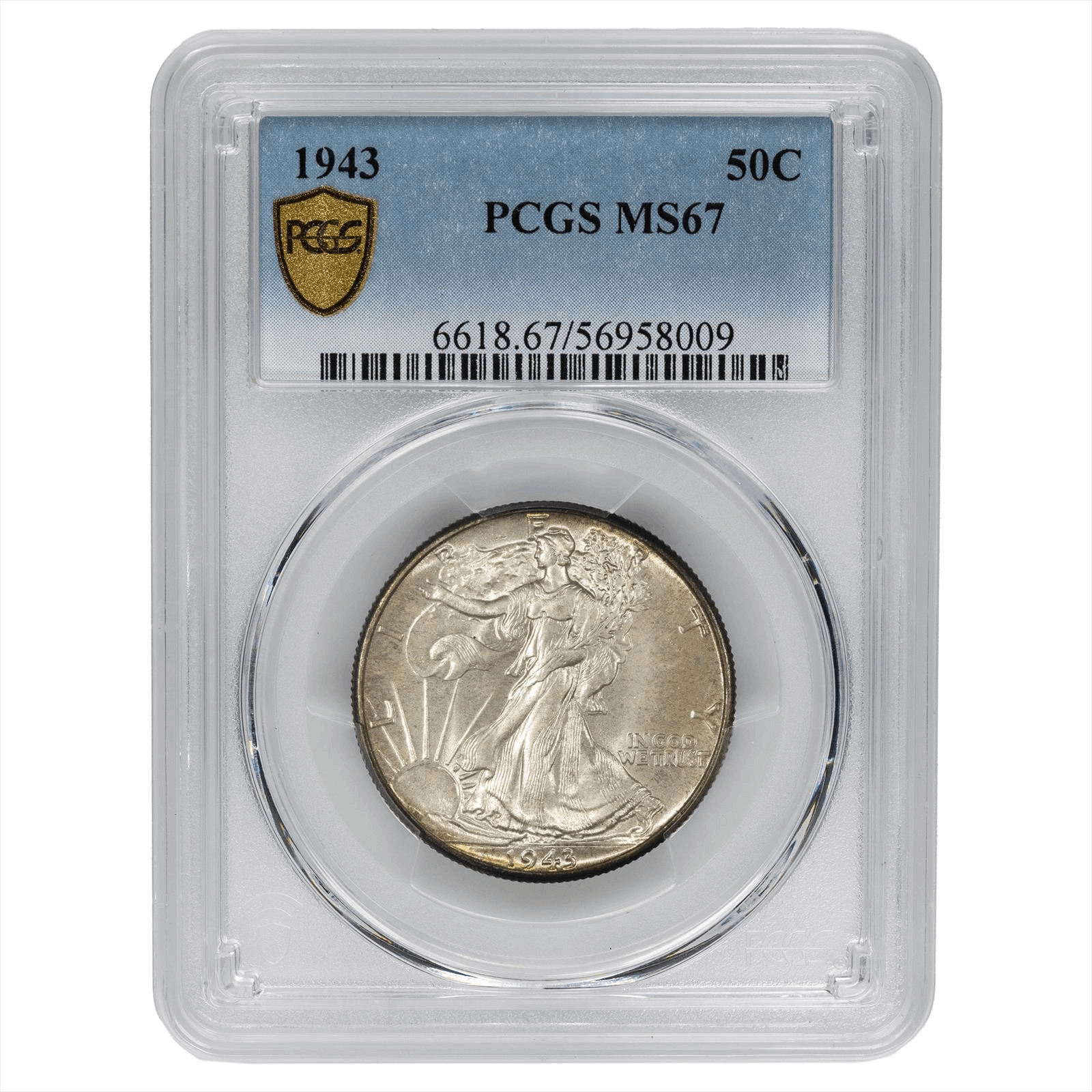1943 Walking Liberty Half Dollar 50C PCGS MS 67