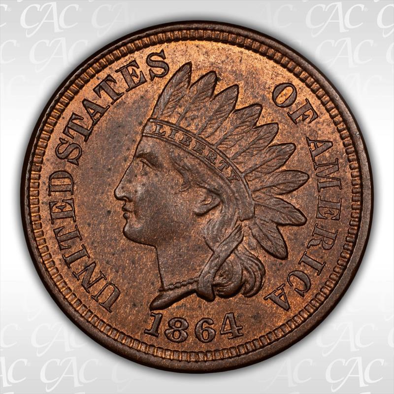 1864 1C Bronze CACG MS 65 RB 