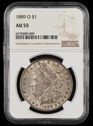 1889 O $1 NGC AU-55